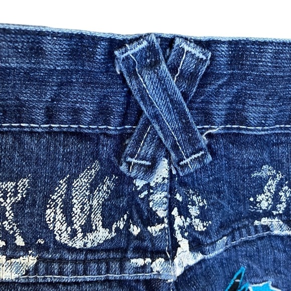 Artful Dodger Vintage Embroidered Rhinestone Wide Leg Relaxed Jeans Worn 40x33 - Picture 8 of 16